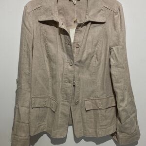 Charter Club Women's Cream 100% Luxury Linen Blazer Jacket Size Medium NWT